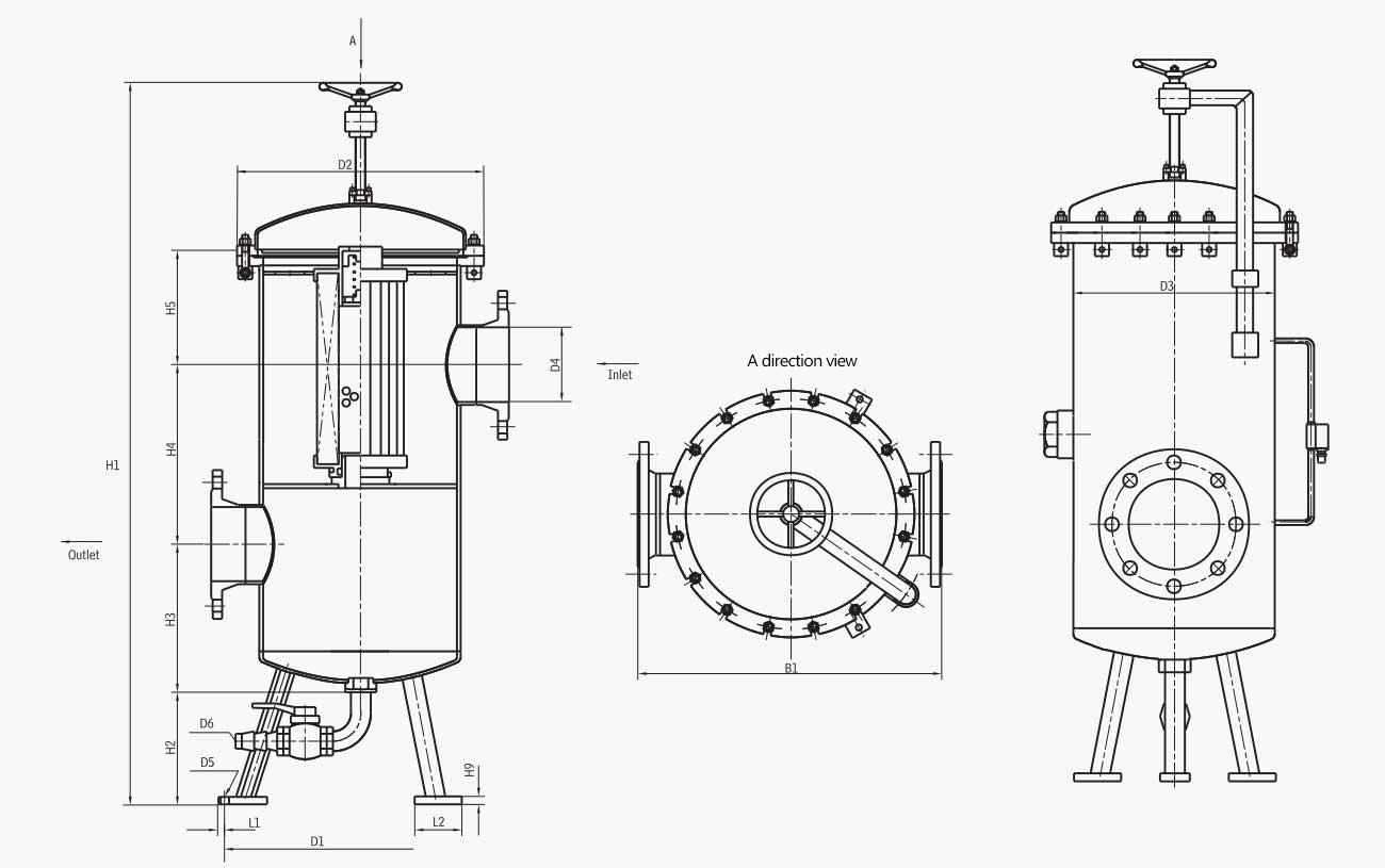 DRLF Large Flow Rate Return Line Filter Schematic