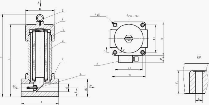 ZU-H, QU-H High Pressure Line Filter Series​ Schematic 2