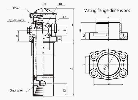 TF Tank Mounted Suction Filter Series Schematic 2