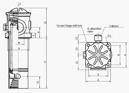 TF Tank Mounted Suction Filter Series Schematic 1