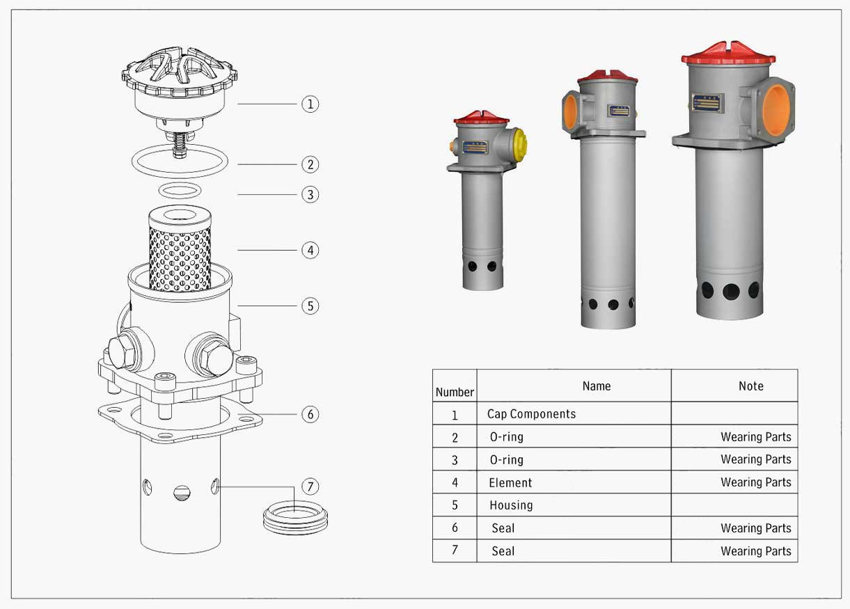 TF Tank Mounted Suction Filter Series Schematic